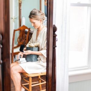Taupe/gold Bridal satin robe